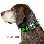 Dog Bone Seatbelt Buckle Collar - Owls Spin Black/Green