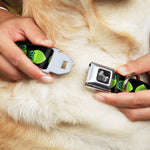 Dog Bone Seatbelt Buckle Collar - Owls Spin Black/Green