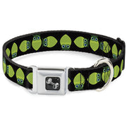 Dog Bone Seatbelt Buckle Collar - Owls Spin Black/Green