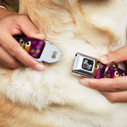 Dog Bone Seatbelt Buckle Collar - Owls Striped w/Swirls Purple