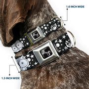Dog Bone Seatbelt Buckle Collar - Owl Expressions Black/White