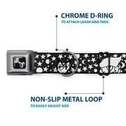 Dog Bone Seatbelt Buckle Collar - Owl Expressions Black/White