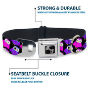 Dog Bone Seatbelt Buckle Collar - Owl Eyes Black/Purples/Pinks