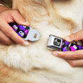 Load image into Gallery viewer, Dog Bone Seatbelt Buckle Collar - Owl Eyes Black/Purples/Pinks
