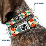 Dog Bone Seatbelt Buckle Collar - Owl Eyes Yellow/Reds/Blues