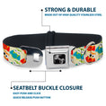 Load image into Gallery viewer, Dog Bone Seatbelt Buckle Collar - Owl Eyes Yellow/Reds/Blues
