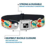 Dog Bone Seatbelt Buckle Collar - Owl Eyes Yellow/Reds/Blues
