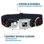 Dog Bone Seatbelt Buckle Collar - Owl Sketch Black/Multi Color
