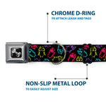 Dog Bone Seatbelt Buckle Collar - Owl Sketch Black/Multi Color