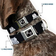 Dog Bone Seatbelt Buckle Collar - Owls Black/White1