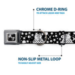 Dog Bone Black/Silver Seatbelt Buckle Collar - Owls Black/White2