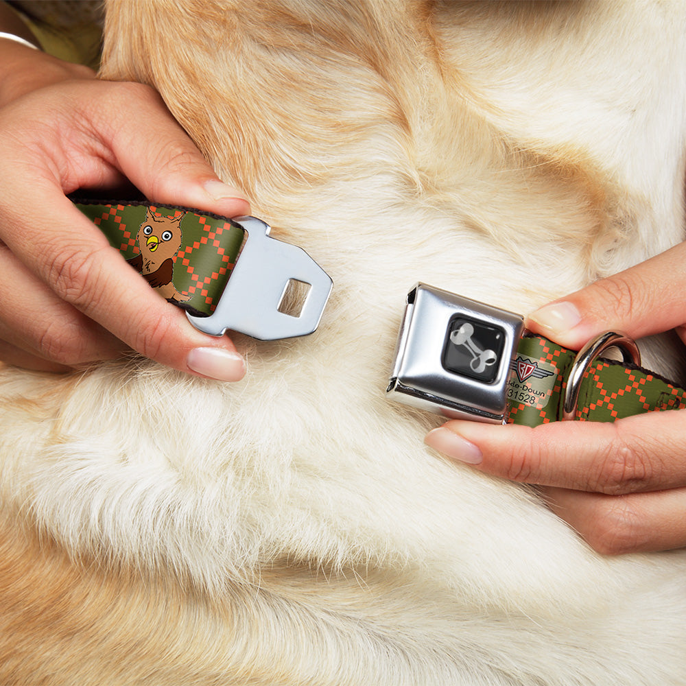 Dog Bone Seatbelt Buckle Collar - Owls Expressions Multi Color