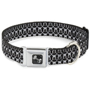 Dog Bone Seatbelt Buckle Collar - Owls Monogram Black/White