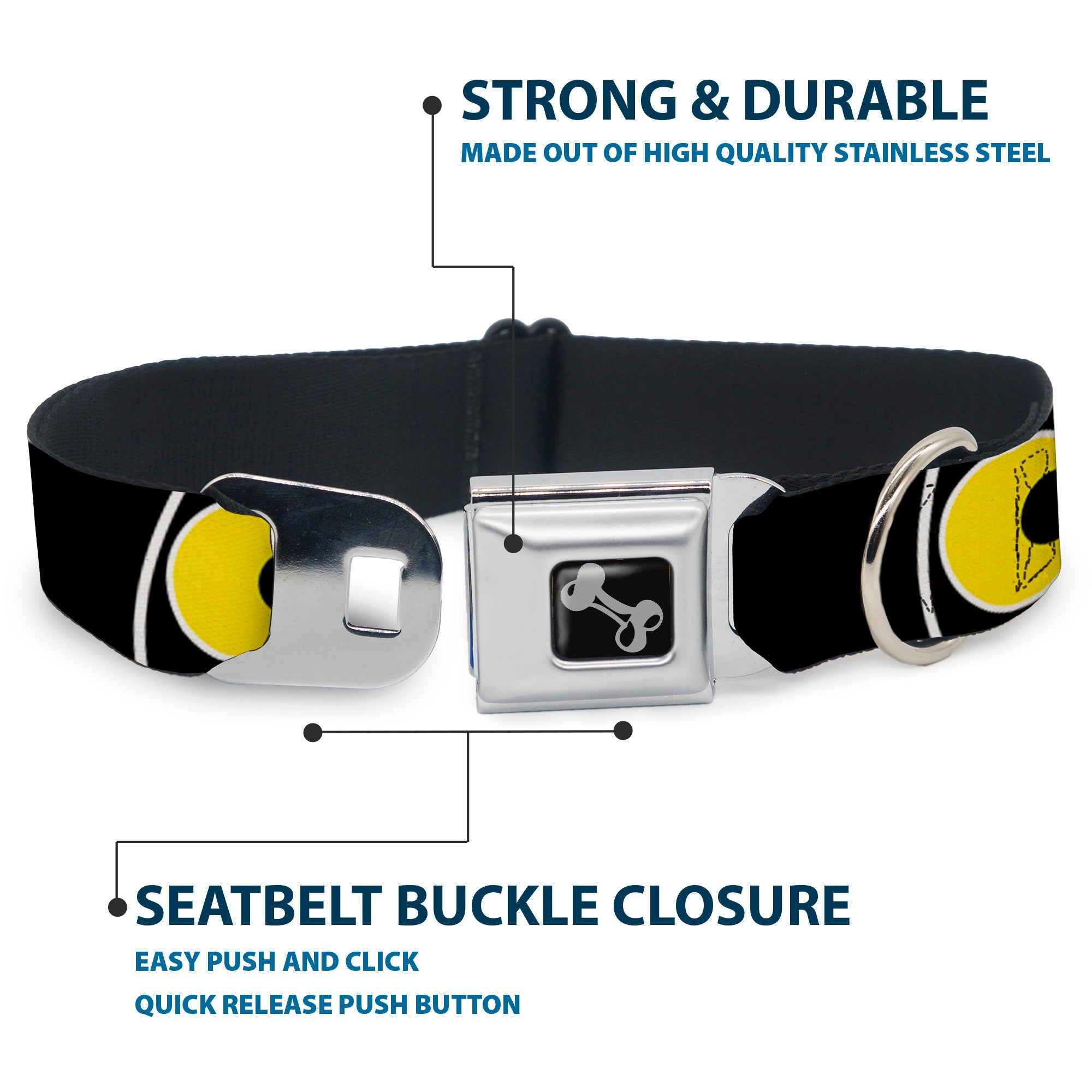 Dog Bone Seatbelt Buckle Collar - Owl Eyes 3