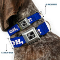 Load image into Gallery viewer, Dog Bone Seatbelt Buckle Collar - OH, NO YOU DIDN'T!!! Navy/Purple/White
