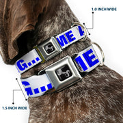 Dog Bone Seatbelt Buckle Collar - OMGâ€¦GIVE ME A BREAK!!! White/Royal