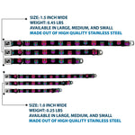 Dog Bone Seatbelt Buckle Collar - Owls Black/Fuchsia/Purple/Turquoise