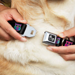 Dog Bone Seatbelt Buckle Collar - Owls Black/Fuchsia/Purple/Turquoise