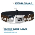 Load image into Gallery viewer, Buckle-Down Seatbelt Buckle Dog Collar - ONE OF US HAS HAIRY LEGS/Fur Tan/White
