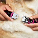 Buckle-Down Seatbelt Buckle Dog Collar - ONE OF US IS A BITCH Crown/Paws Black/Gray/Pink