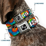 Buckle-Down Seatbelt Buckle Dog Collar - ONE OF US LIKES GRASS/Tie Dye Multi Color/White