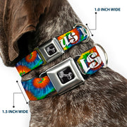 Buckle-Down Seatbelt Buckle Dog Collar - ONE OF US LIKES GRASS/Tie Dye Multi Color/White