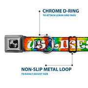 Buckle-Down Seatbelt Buckle Dog Collar - ONE OF US LIKES GRASS/Tie Dye Multi Color/White