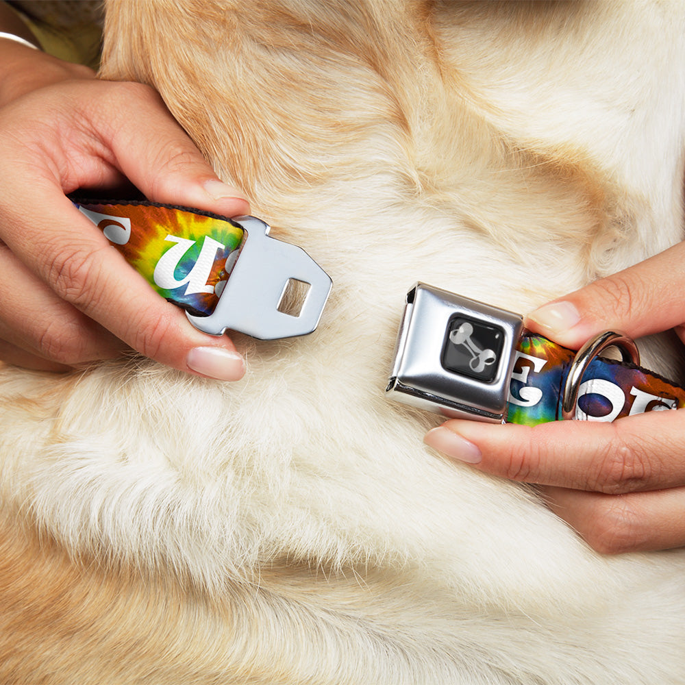 Buckle-Down Seatbelt Buckle Dog Collar - ONE OF US LIKES GRASS/Tie Dye Multi Color/White