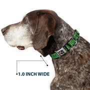 Buckle-Down Seatbelt Buckle Dog Collar - ONE OF US LIKES BIG STICKS/Sticks Black/Brown/Green