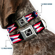 Dog Bone Seatbelt Buckle Collar - Ohio Flag Repeat Black