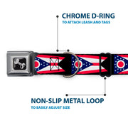 Dog Bone Seatbelt Buckle Collar - Ohio Flag Repeat Black
