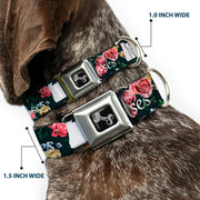 Dog Bone Seatbelt Buckle Collar - Oregon Silhouette/PORTLAND OREGON-CITY OF ROSES Roses/White