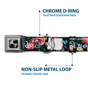 Dog Bone Seatbelt Buckle Collar - Oregon Silhouette/PORTLAND OREGON-CITY OF ROSES Roses/White