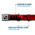 Load image into Gallery viewer, Dog Bone Seatbelt Buckle Collar - ONLY GOD CAN JUDGE ME/Stripe Red/Black/Red
