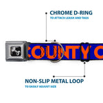 Dog Bone Seatbelt Buckle Collar - ORANGE COUNTY/Wave Icon Blue/Orange