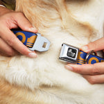 Dog Bone Seatbelt Buckle Collar - ORANGE COUNTY/Wave Icon Blue/Orange