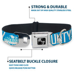 Dog Bone Seatbelt Buckle Collar - ORANGE COUNTY/Pier Scene Blue/White