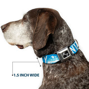 Dog Bone Seatbelt Buckle Collar - ORANGE COUNTY/Pier Scene Blue/White