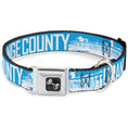 Load image into Gallery viewer, Dog Bone Seatbelt Buckle Collar - ORANGE COUNTY/Pier Scene Blue/White
