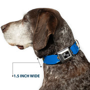Dog Bone Black/Silver Seatbelt Buckle Collar - Oklahoma State Flag Sky Blue/White