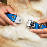 Dog Bone Black/Silver Seatbelt Buckle Collar - Oklahoma State Flag Sky Blue/White