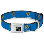 Dog Bone Black/Silver Seatbelt Buckle Collar - Oklahoma State Flag Sky Blue/White