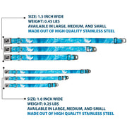 Dog Bone Black/Silver Seatbelt Buckle Collar - Ocean Vivid White Wash