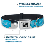 Dog Bone Black/Silver Seatbelt Buckle Collar - Ocean Vivid White Wash