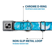 Dog Bone Black/Silver Seatbelt Buckle Collar - Ocean Vivid White Wash