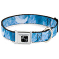 Load image into Gallery viewer, Dog Bone Black/Silver Seatbelt Buckle Collar - Ocean Vivid White Wash
