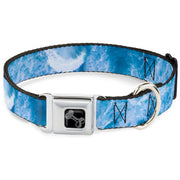 Dog Bone Black/Silver Seatbelt Buckle Collar - Ocean Vivid White Wash