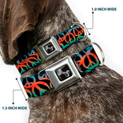 Dog Bone Seatbelt Buckle Collar - Peace Black/Multi Color