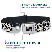 Dog Bone Seatbelt Buckle Collar - Peace Black/White