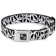 Dog Bone Seatbelt Buckle Collar - Peace Black/White
